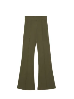 Oliwkowe spodnie flare