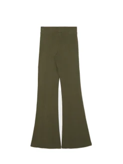 Oliwkowe spodnie flare