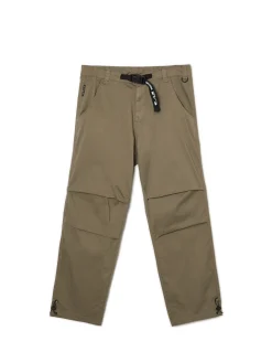 Oliwkowe spodnie parachute z paskiem