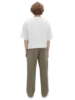 Oliwkowe spodnie parachute z paskiem