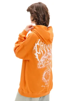 Pomarańczowa bluza z kapturem i nadrukiem UNISEX