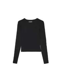 Prążkowany sweter z wycięciami na rękawach