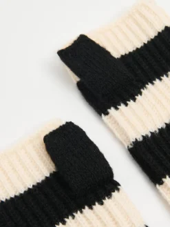 Rękawiczki mitenki w kremowe paski