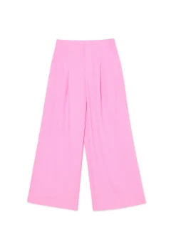 Różowe spodnie tailoring w paski