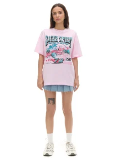 Różowy T-shirt z nadrukiem