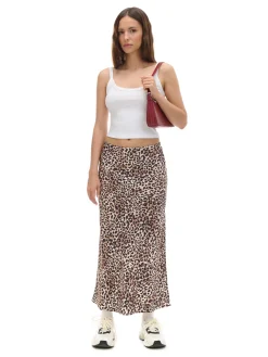 Satynowa spódnica w panterkę