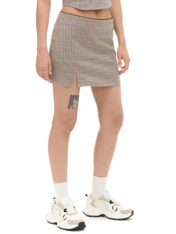 Spódnica mini w kratę z wiskozą