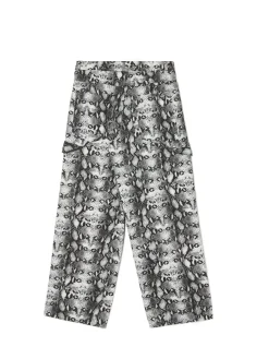 Spodnie baggy z wężowym motywem