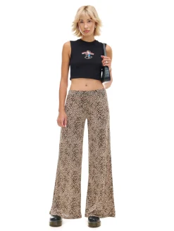 Spodnie flare w panterkę