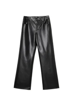 Spodnie straight z imitacji skóry
