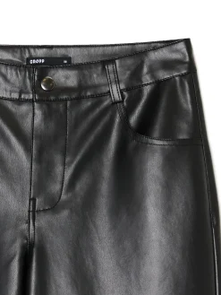 Spodnie straight z imitacji skóry