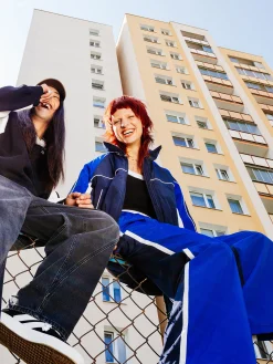 Spodnie wide leg z lampasami