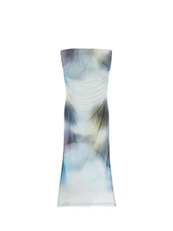 Sukienka midi z ozdobnymi marszczeniami