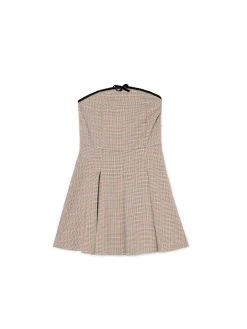 Sukienka mini w kratę z plisami