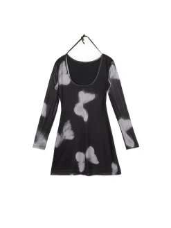 Sukienka mini z siateczkowymi panelami