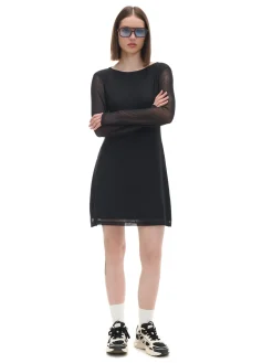 Sukienka mini z siateczkowymi panelami