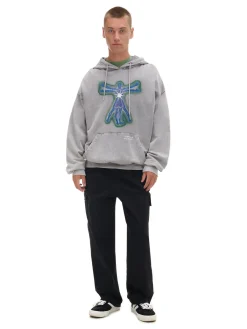 Szara bluza hoodie z nadrukiem