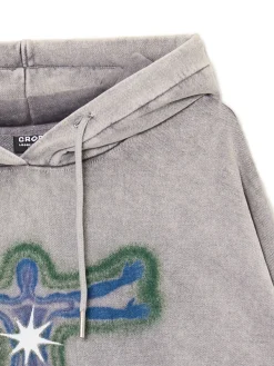 Szara bluza hoodie z nadrukiem