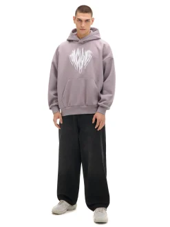 Szara bluza z kapturem i nadrukiem UNISEX