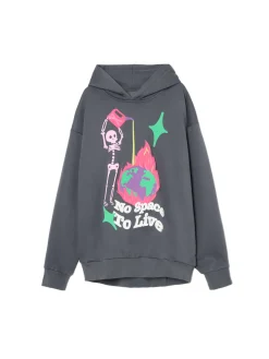 Szara bluza z kapturem i nadrukiem