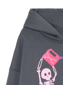 Szara bluza z kapturem i nadrukiem