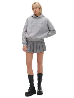 Szara bluza z kapturem i nadrukiem