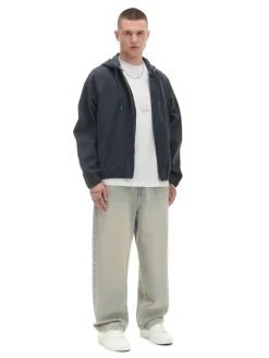 Szara jeansowa kurtka z kapturem