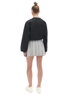 Szara jeansowa spódniczka z zakładkami