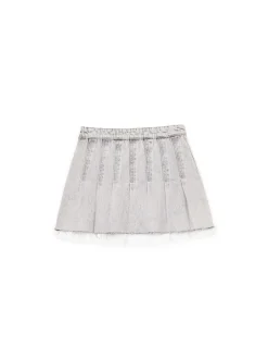 Szara jeansowa spódniczka z zakładkami