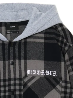 Szara koszula z kapturem i kieszeniami