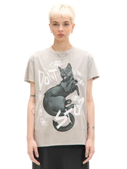 Szara koszulka z kotem