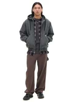 Szara kurtka bomber z kapturem