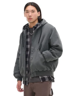 Szara kurtka bomber z kapturem