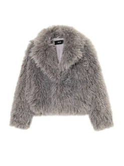 Szara kurtka z imitacji futra