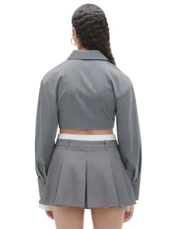 Szara mini z plisami