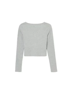 Szara prążkowana bluzka na napy