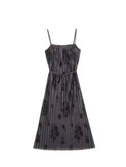 Szara sukienka midi w kwiaty