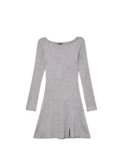 Szara sukienka mini z długimi rękawami