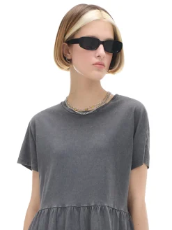 Szara sukienka mini z marszczeniami