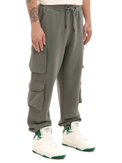 Szare dresowe joggery z kieszeniami cargo