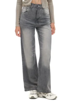 Szare jeansy retro wide leg