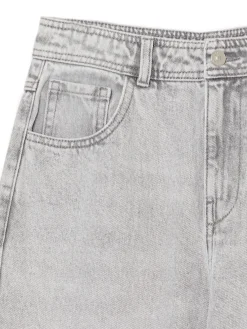 Szare jeansy straight z efektem sprania