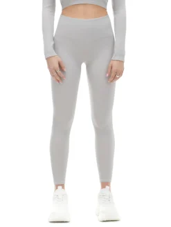 Szare prążkowane legginsy