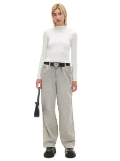 Szare spodnie baggy z wysokim stanem