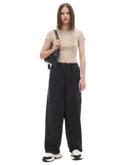 Szare spodnie baggy z wysokim stanem