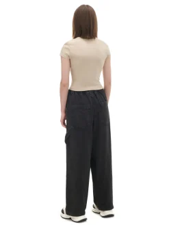 Szare spodnie baggy z wysokim stanem