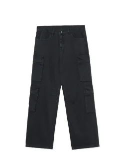 Szare spodnie loose z kieszeniami cargo