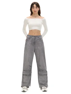 Szare spodnie z kieszeniami cargo