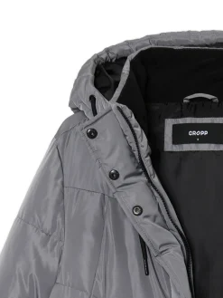 Szary płaszcz z kapturem