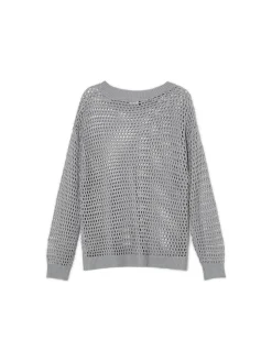 Szary siatkowy sweter